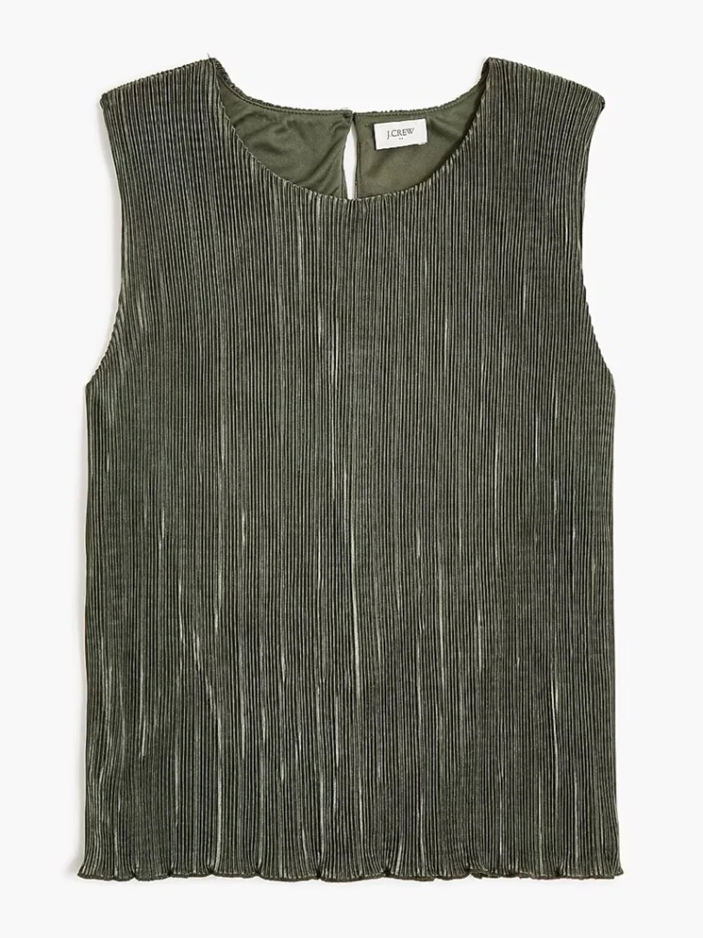 J.Crew Factory Plissé Shell Top - Olive Green, Size L